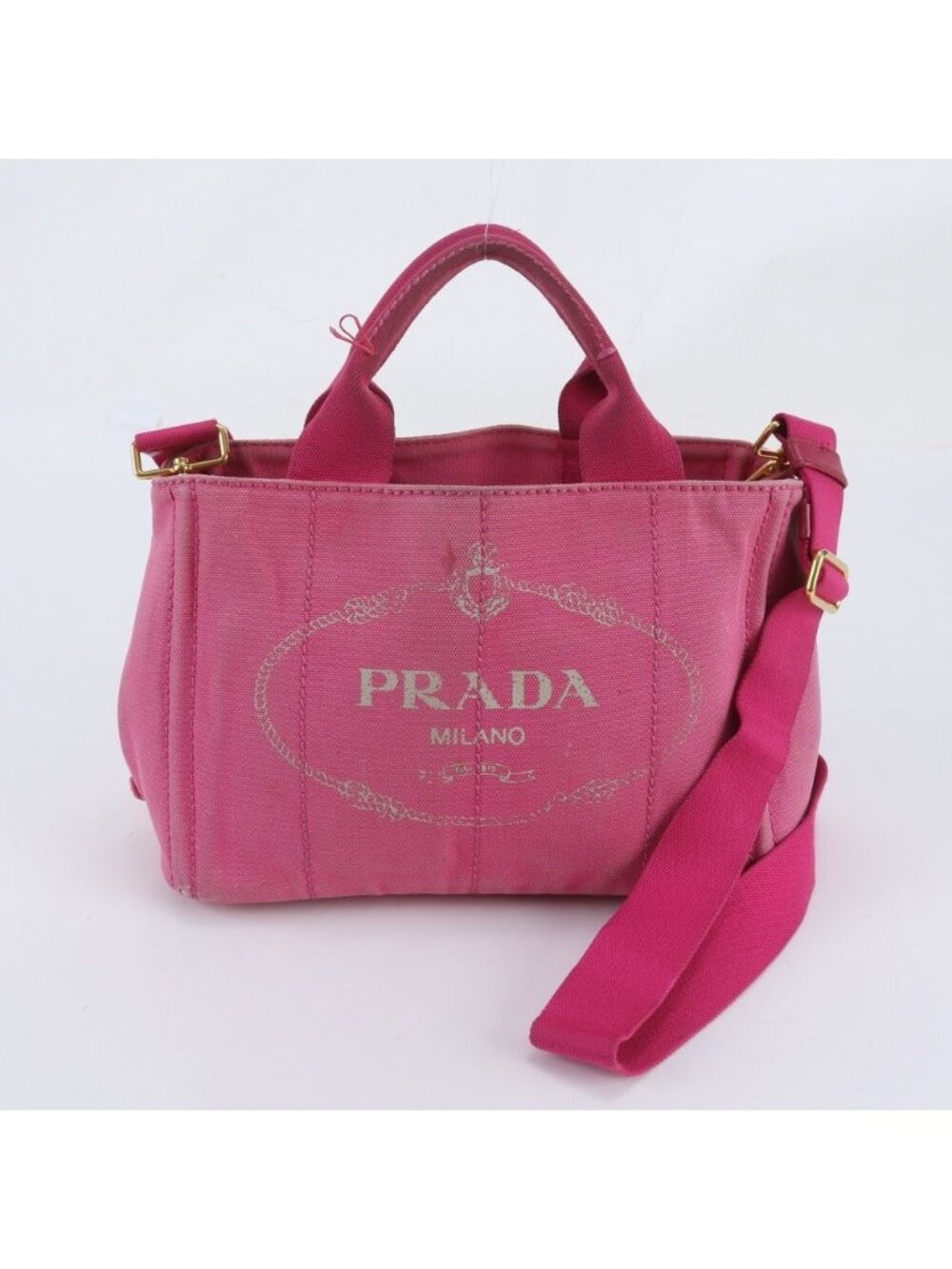 Prada Canapa 2-Way Shoulder Bag Crossbody Hand Tote Pink